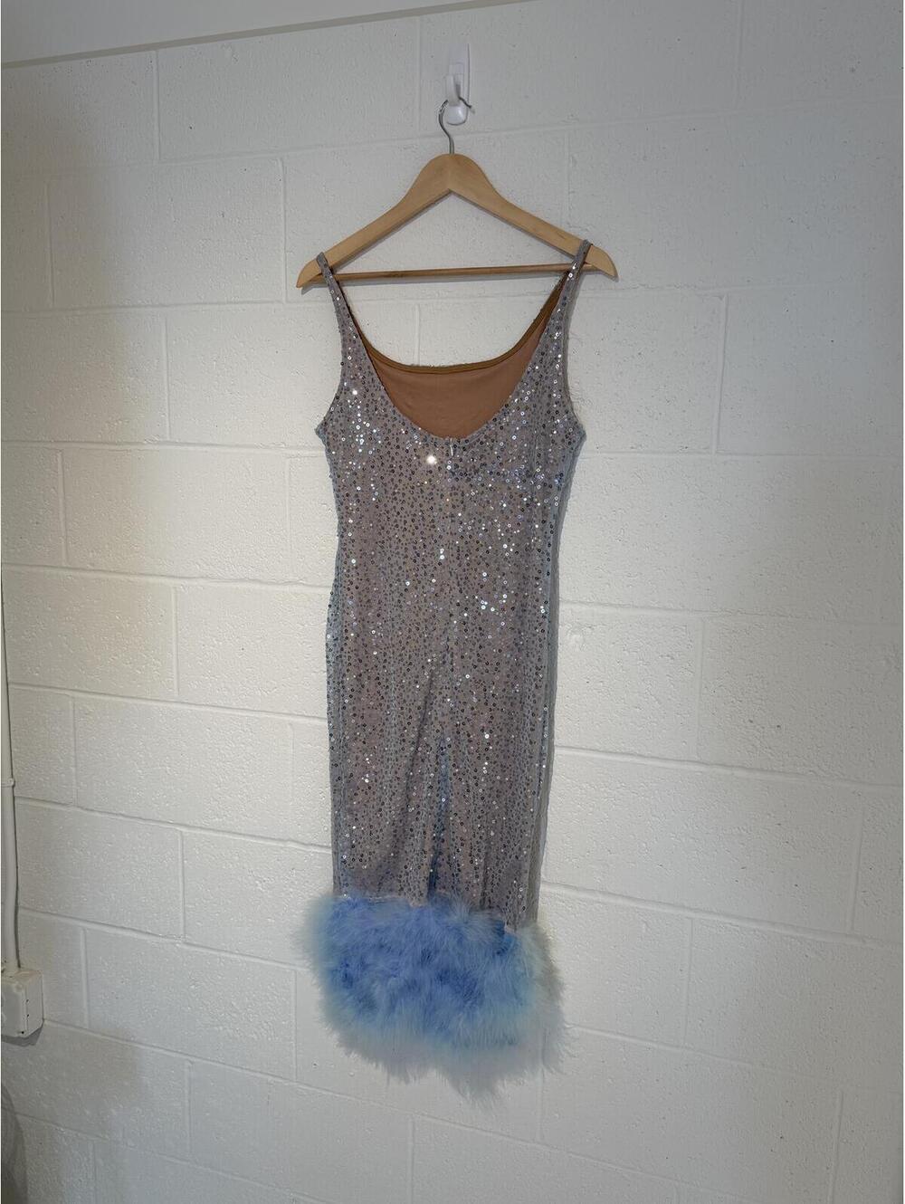 Vintage Sequin Dress With Fur Trim - Picture 4 of 5